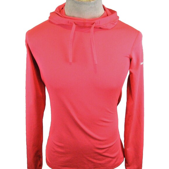 Nike Tops - Womens Nike Pro Pink Hi Neck Hoodie Sweatshirt w Thumbhole Sleeves sz L
